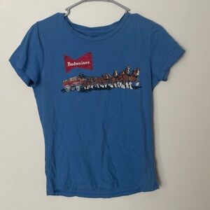 Budweiser Blue Tee with Clydesdale Graphic